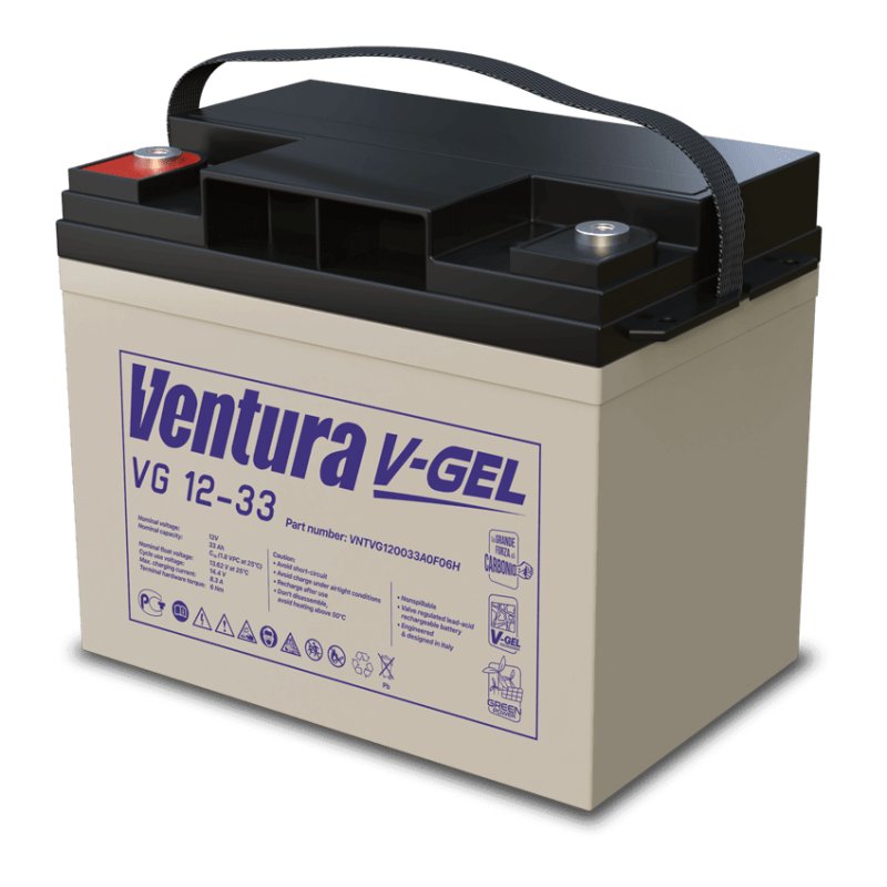 Аккумулятор тяговый гелевый (GEL) VG 12-33, 12 В, 33 Ач (C10), артикул VG 12-33, Ventura